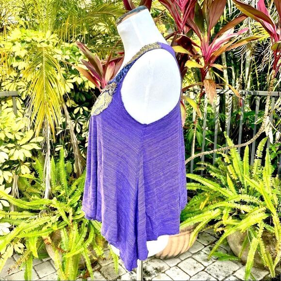 Free People Asymmetric Hem Embellished Bib Tank - Picture 4 of 6